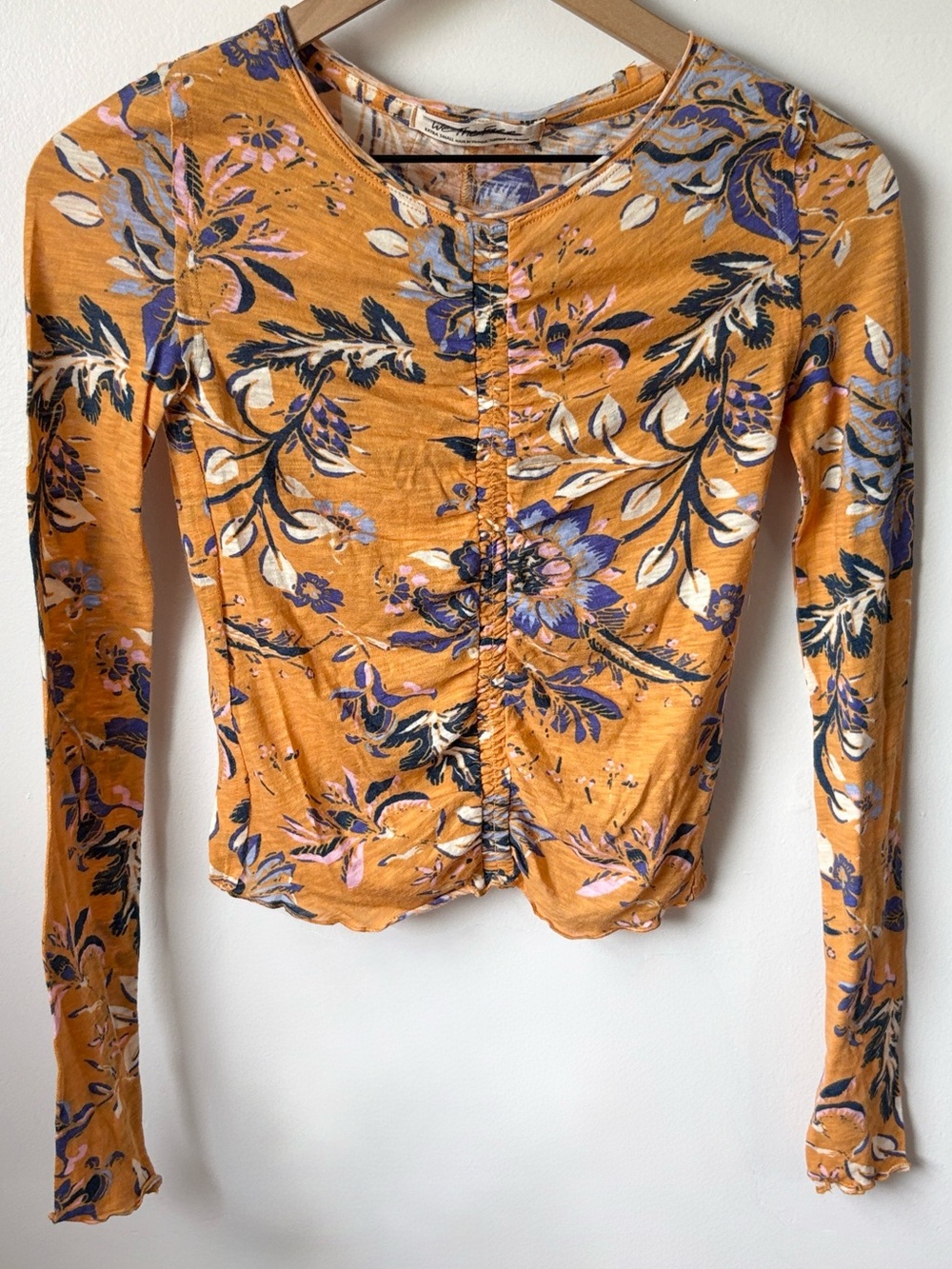 NWOT we the free mustard yellow floral long sleeve top